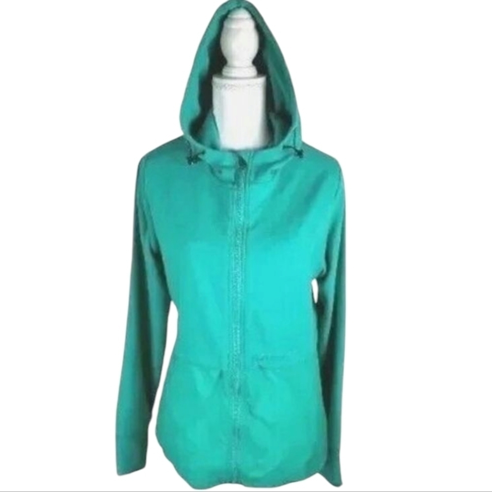 Athletic ~Woman Size L~ Green/Teal Windbreaker Hooded.